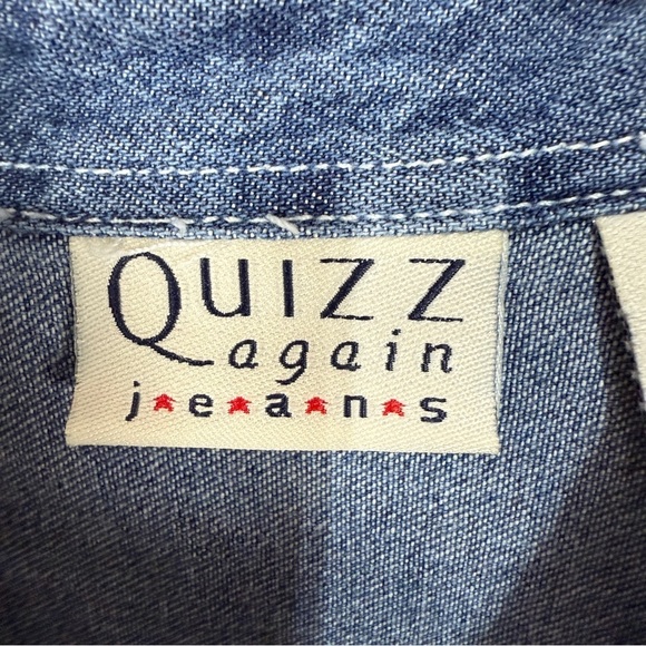 Vintage denim Blue Button Down Shirt long sleeve embroidered red white blue - Picture 5 of 9